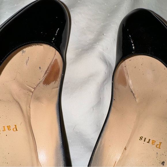 CHRISTIAN LOUBOUTIN BLACK PATENT LEATHER PLATFORM NEW SIMPLE PUMP 120 SZ 37 - Picture 11 of 16